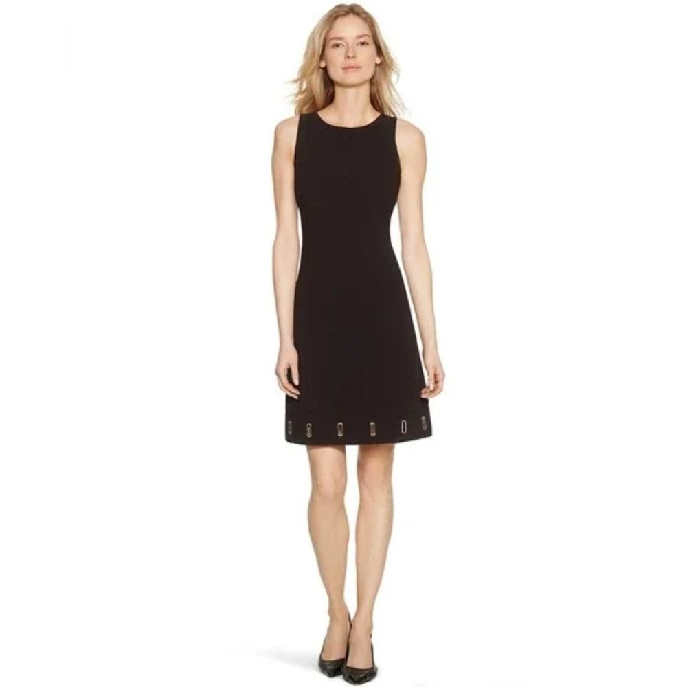 Peter Nygard Sleeveless Grommet Hem Black Shift Dress Size 12